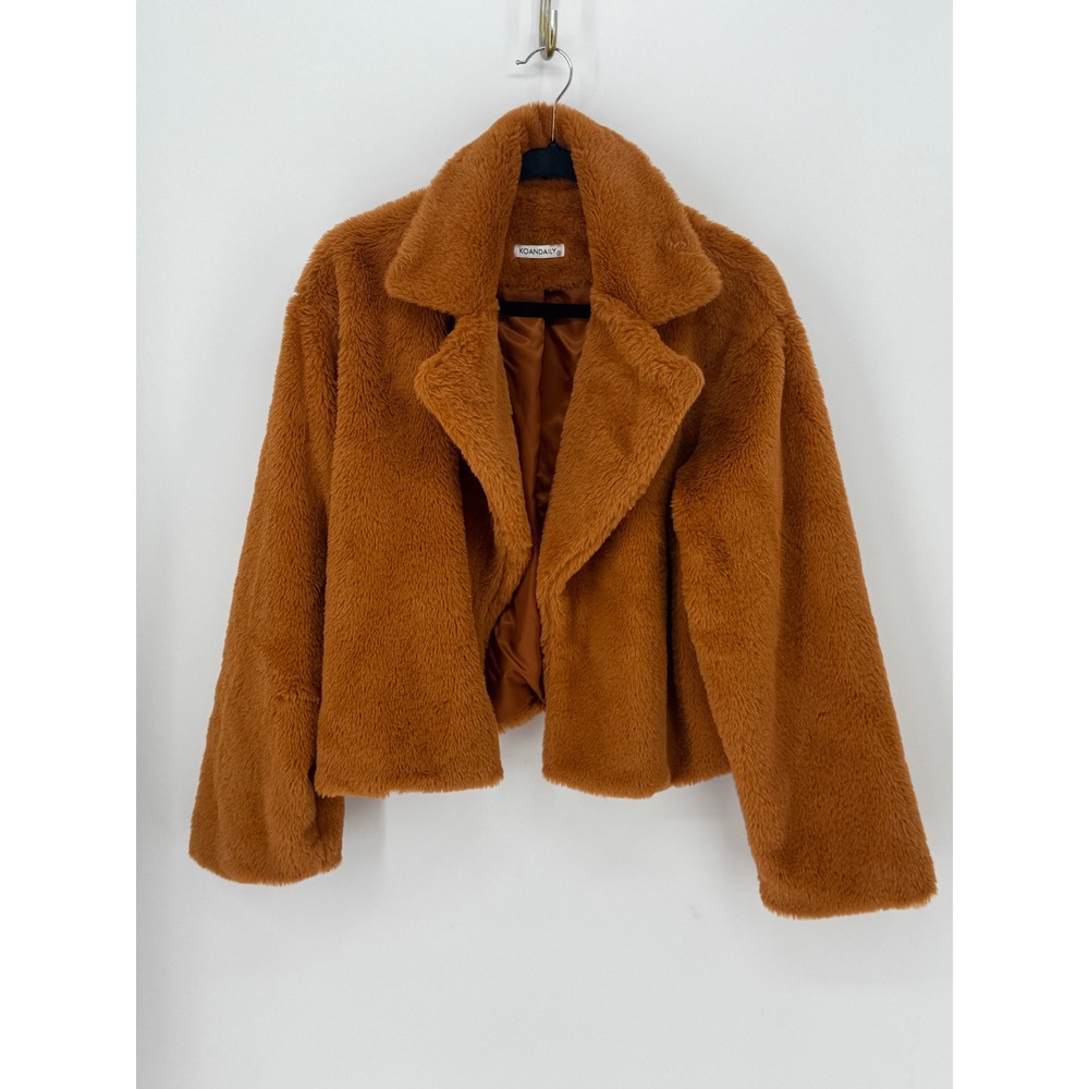 Faux Fur Bolero Jacket Cropped Open Teddy Size M Indie Sleaze Rocker Mob Wife